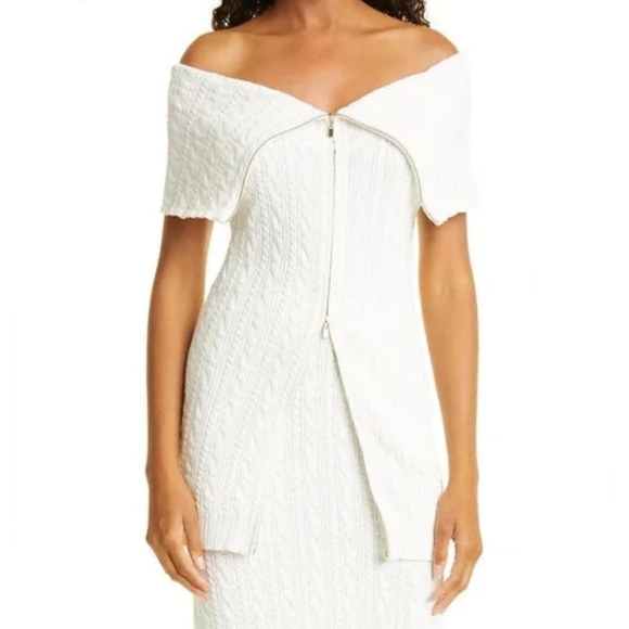 Rebecca Taylor Sweaters - Rebecca Taylor Short Sleeve Cable Zip Sweater S White